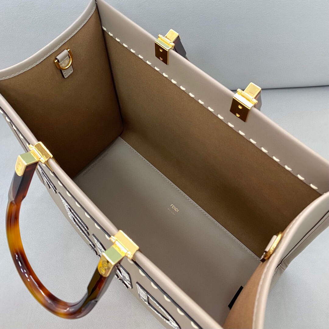 Fendi  8BH386 Sunshine Medium Fendi Tote Bag 8518 Gray