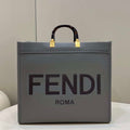 Fendi 8BH386 Sunshine Medium Bag Gray leather shopper 8266S - Default Title - View 1