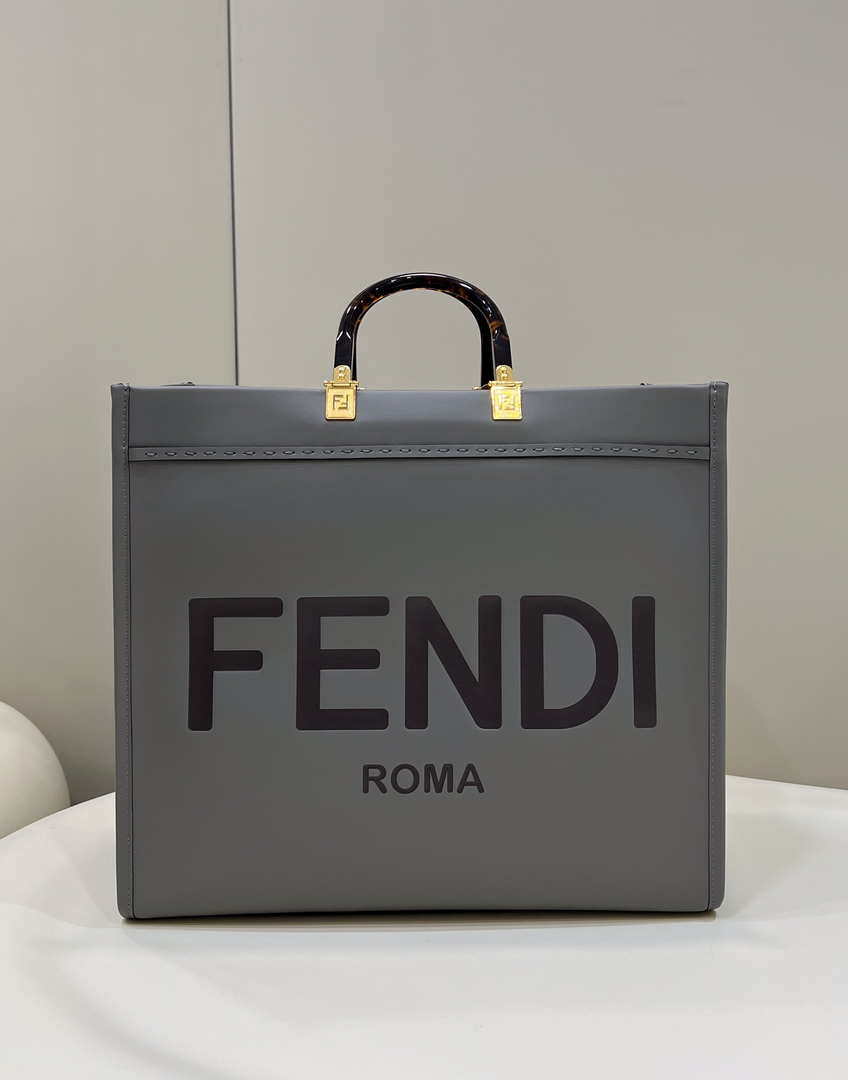 Fendi 8BH386 Sunshine Medium Bag Gray leather shopper 8266S - Default Title - View 1