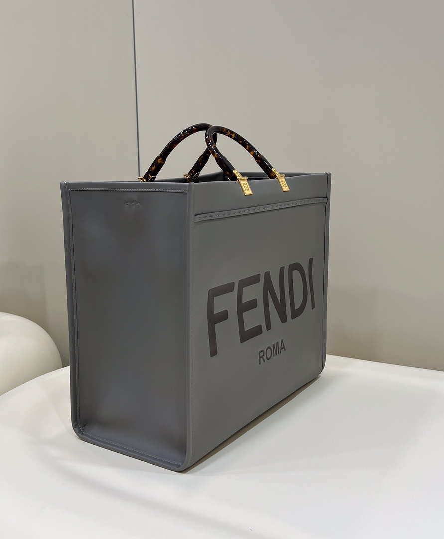 Fendi 8BH386 Sunshine Medium Bag Gray leather shopper 8266S
