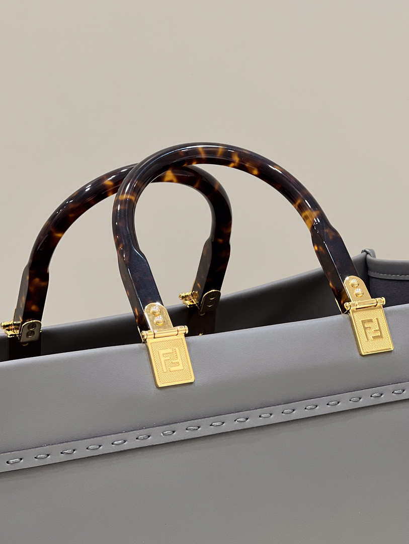 Fendi 8BH386 Sunshine Medium Bag Gray leather shopper 8266S