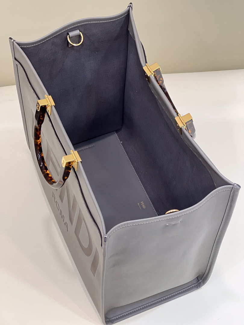 Fendi 8BH386 Sunshine Medium Bag Gray leather shopper 8266S
