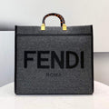 Fendi 8BH372 Sunshine Large Gray Flannel Shopper Bag 8266c - Default Title - View 1