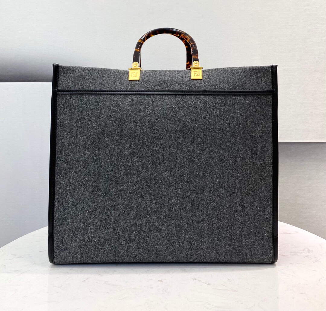 Fendi 8BH372 Sunshine Large Gray Flannel Shopper Bag 8266c - Default Title - View 2
