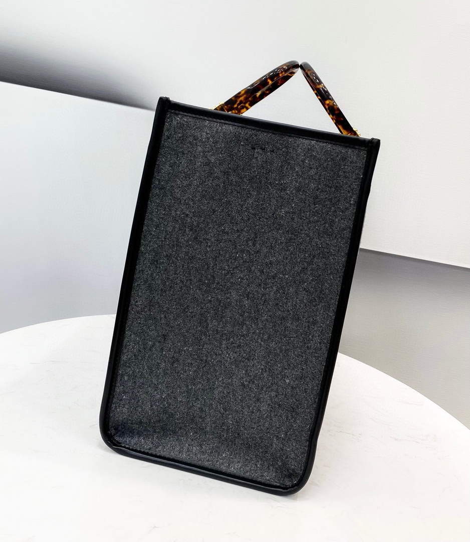 Fendi 8BH372 Sunshine Large Gray Flannel Shopper Bag 8266c