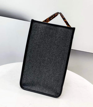Fendi 8BH372 Sunshine Large Gray Flannel Shopper Bag 8266c - Default Title - View 3