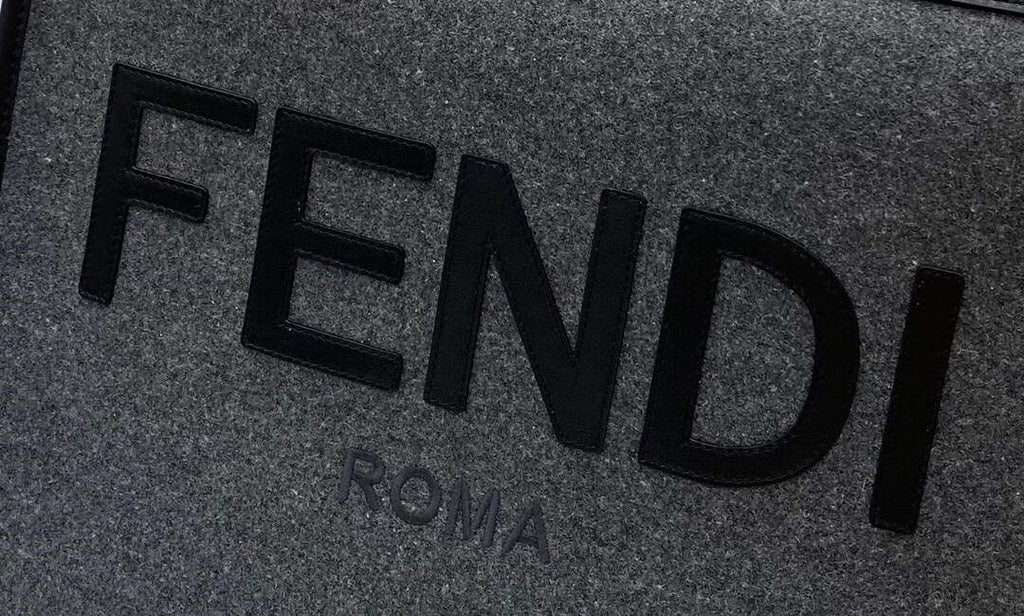 Fendi 8BH372 Sunshine Large Gray Flannel Shopper Bag 8266c