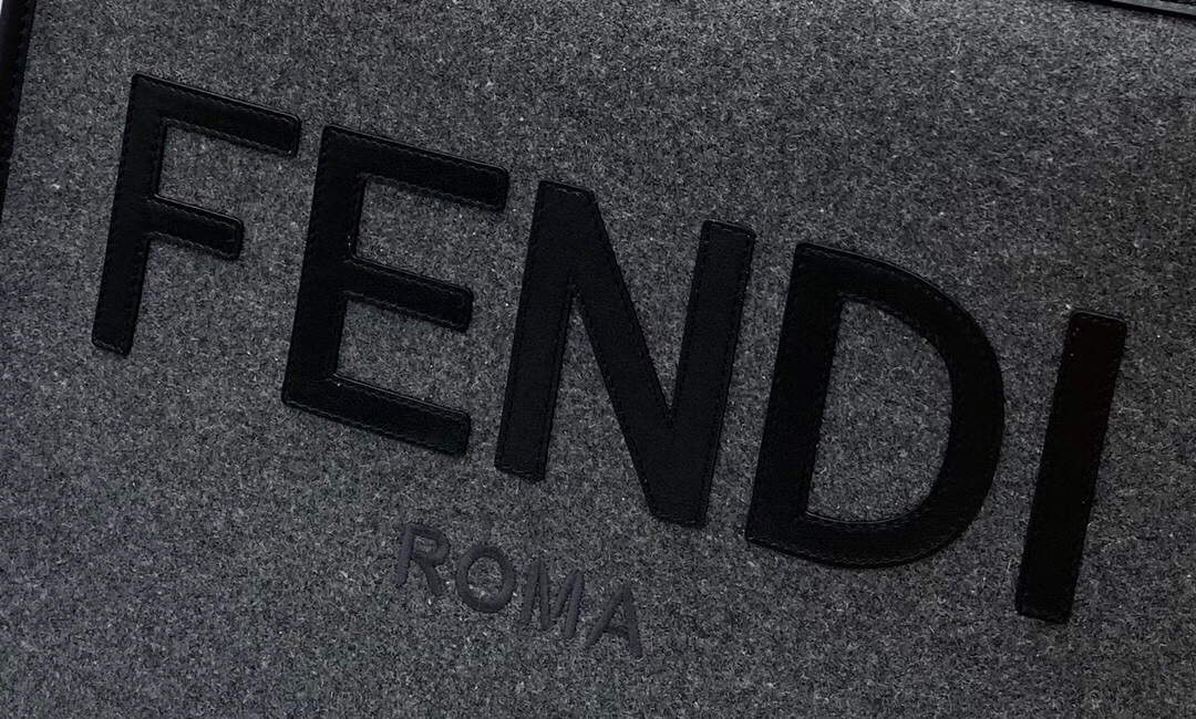 Fendi 8BH372 Sunshine Large Gray Flannel Shopper Bag 8266c