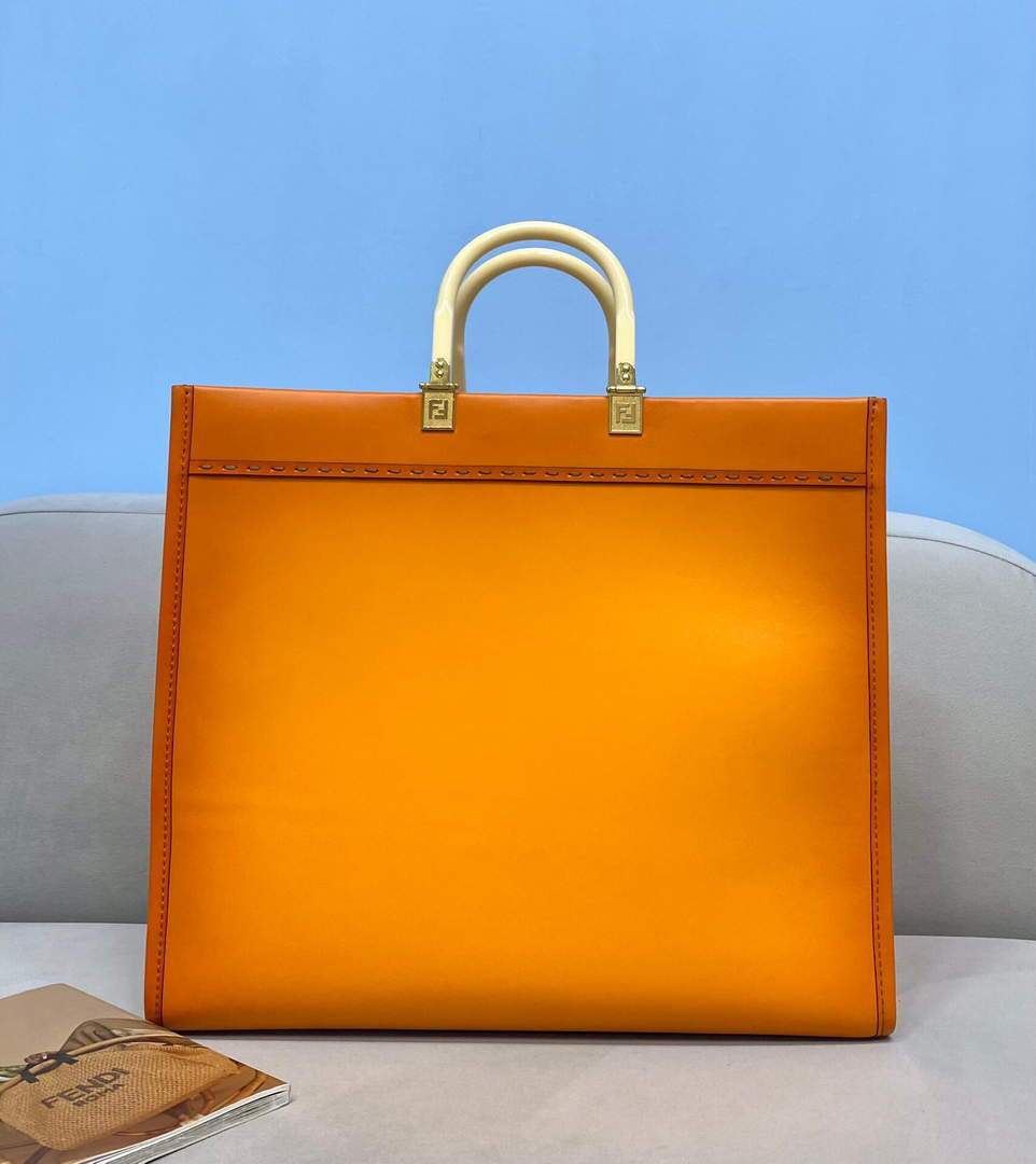 Fendi 8BH372 Sunshine Large Natural Coloured Leather Shopper Bag 80009L Brown - luxibagsmall