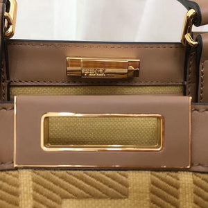 Fendi 8BH374 FENDI PEEKABOO X-TOTE Apricot Canvas Bag - luxibagsmall
