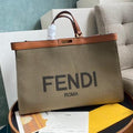 Fendi 8BH374 FENDI PEEKABOO X-TOTE Light Green Canvas Bag - luxibagsmall