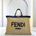 Fendi 8BH374 FENDI PEEKABOO X-TOTE Natural Raffia Bag - luxibagsmall