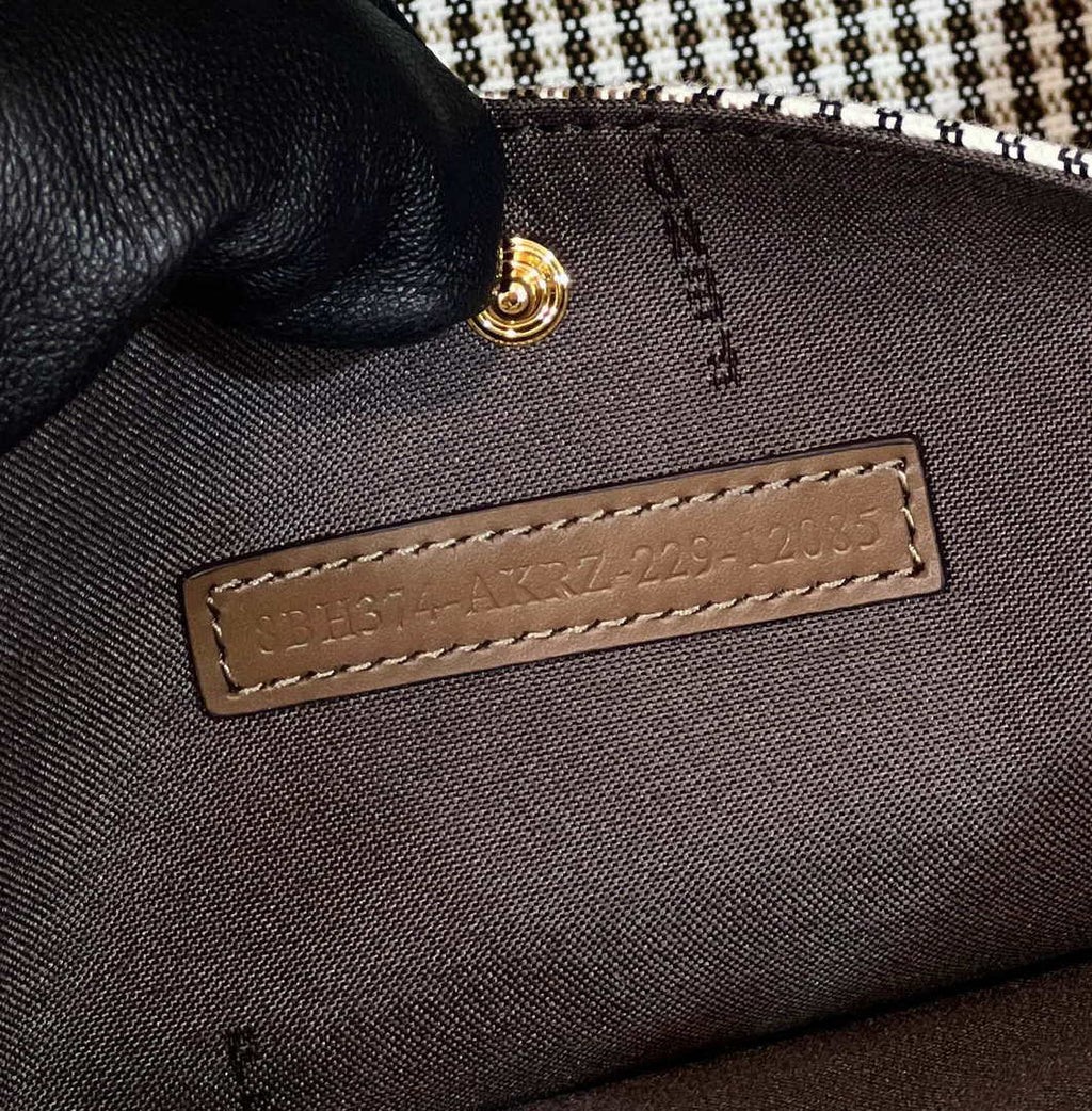 Fendi 8BH374 X-Tote Brown houndstooth wool shopper with FF embroidery 8589