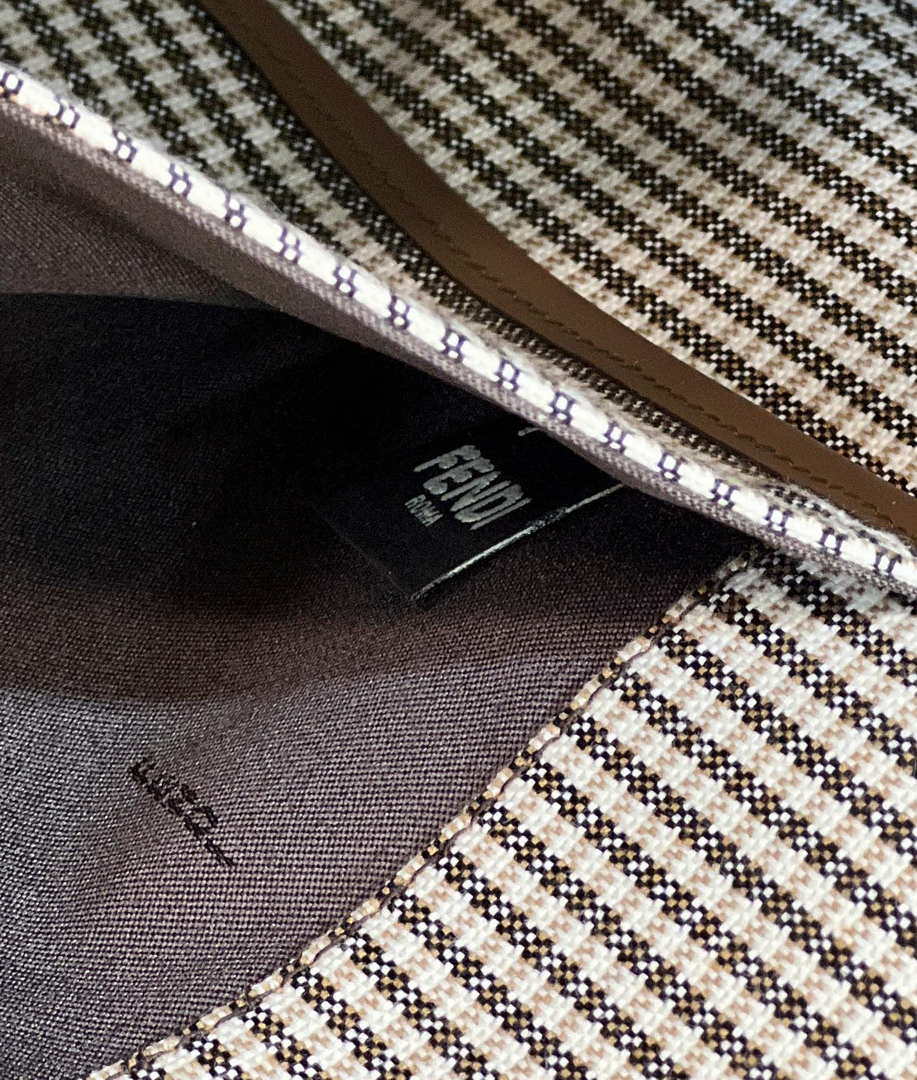 Fendi 8BH374 X-Tote Brown houndstooth wool shopper with FF embroidery 8589 - Default Title - View 8