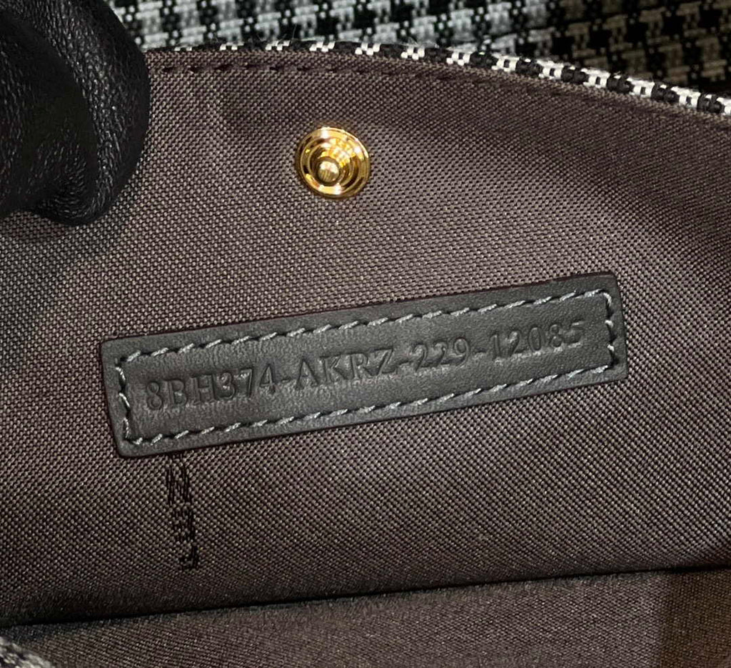 Fendi 8BH374 X-Tote Gray houndstooth wool shopper with FF embroidery