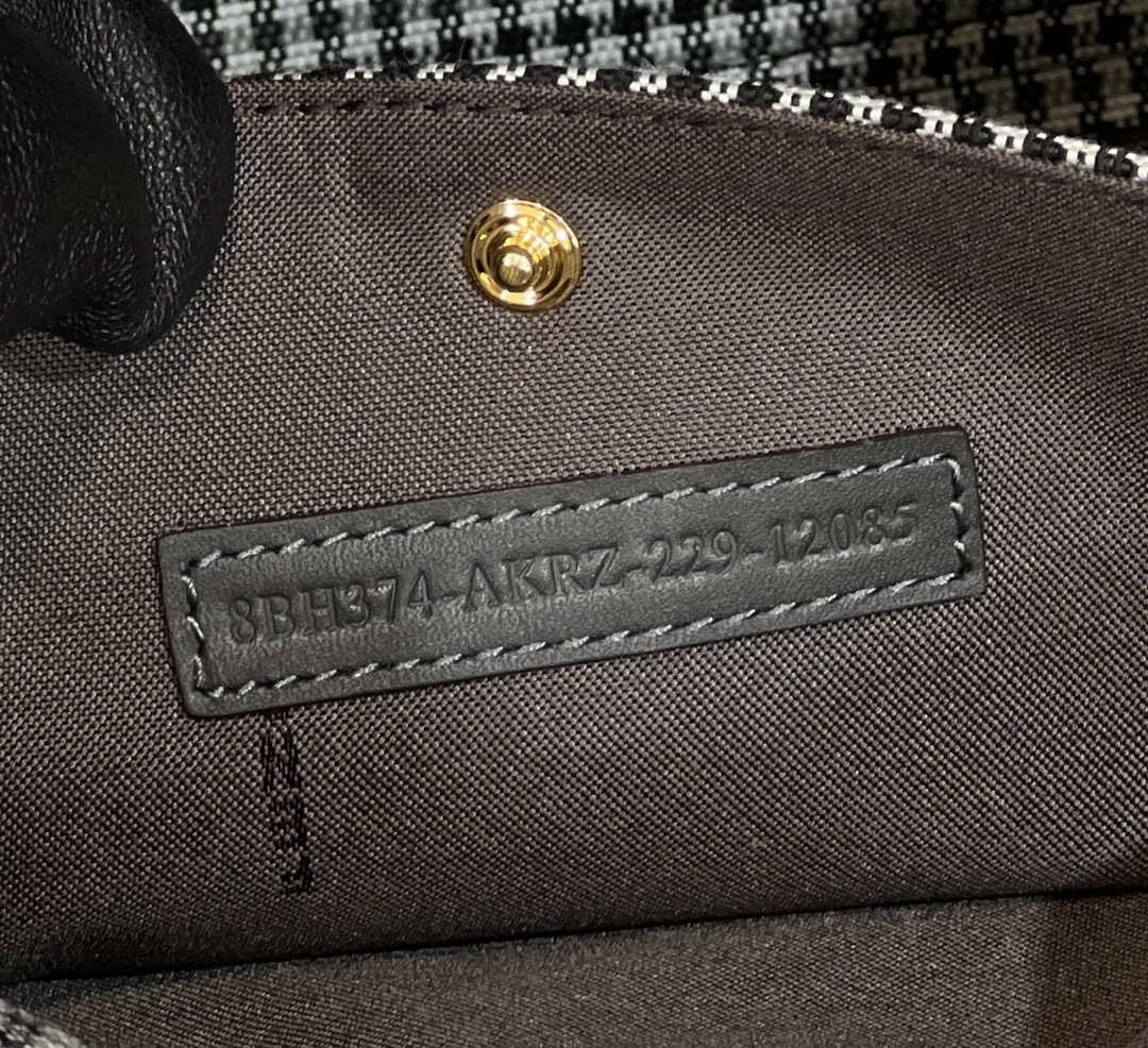 Fendi 8BH374 X-Tote Gray houndstooth wool shopper with FF embroidery - Default Title - View 7