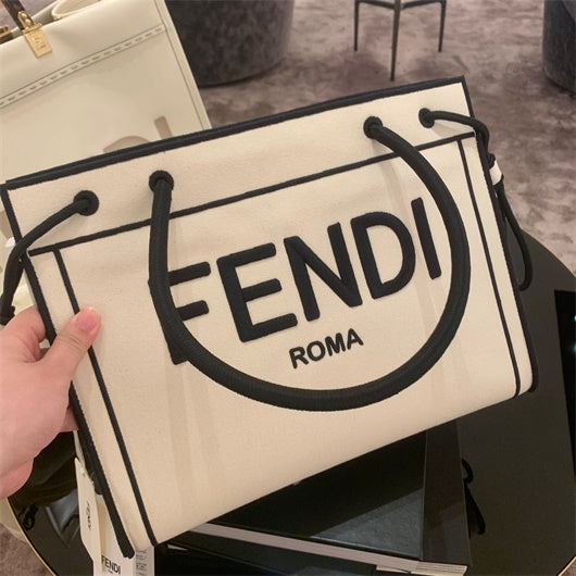 FENDI 8BH378 Medium ROMA Tote Undyed canvas Tote bag