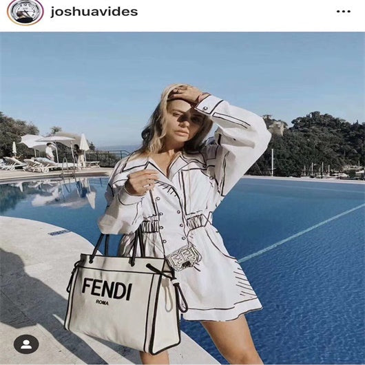 FENDI 8BH378 Medium ROMA Tote Undyed canvas Tote bag