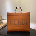 Fendi 8BH372 FENDI Large Sunshine Shopper Bag Brown Leather - luxibagsmall