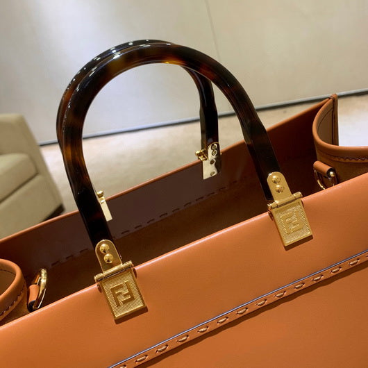 Fendi 8BH386 Sunshine Medium Fendi Tote Leather Bag 8266S Brown