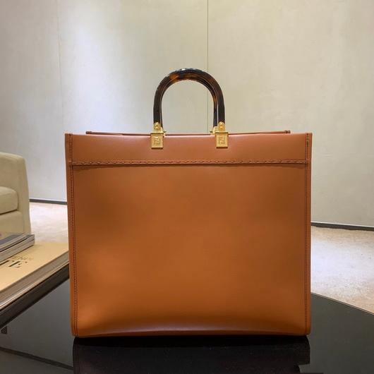 Fendi 8BH372 FENDI Large Sunshine Shopper Bag Brown Leather - luxibagsmall