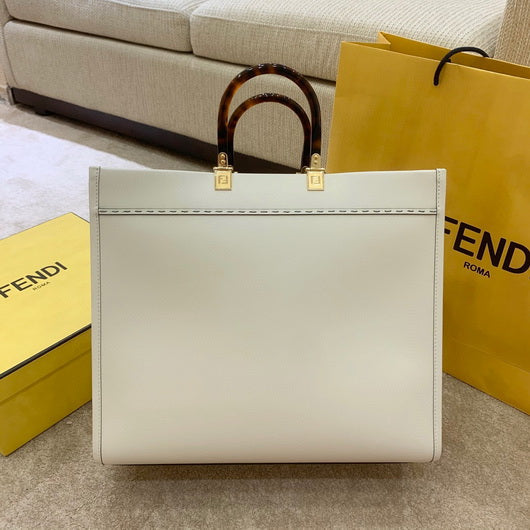Fendi 8BH386 Sunshine Medium Fendi Tote Leather Bag 8266S Beige