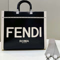 Fendi 8BH386 Fendi Sunshine Medium Blak and white leather shopper - Default Title - View 1