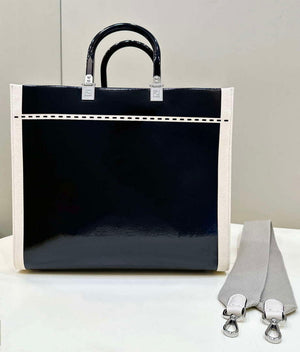 Fendi 8BH386 Fendi Sunshine Medium Blak and white leather shopper - Default Title - View 2