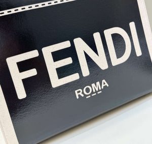 Fendi 8BH386 Fendi Sunshine Medium Blak and white leather shopper - Default Title - View 5