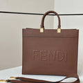Fendi 8BH386 Fendi Sunshine Medium Brown leather shopper Full-grain cowhide 8636 - Default Title - View 1