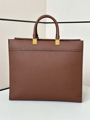 Fendi 8BH386 Fendi Sunshine Medium Brown leather shopper Full-grain cowhide 8636 - Default Title - View 2