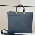 Fendi 8BH386 Fendi Sunshine Medium Navy Blue leather shopper Full-grain cowhide 8636 - Default Title - View 1