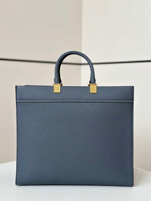 Fendi 8BH386 Fendi Sunshine Medium Navy Blue leather shopper Full-grain cowhide 8636 - Default Title - View 2
