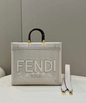 Fendi 8BH386 Sunshine Medium 8575 Two-toned perforated leather shopper - Default Title - View 1