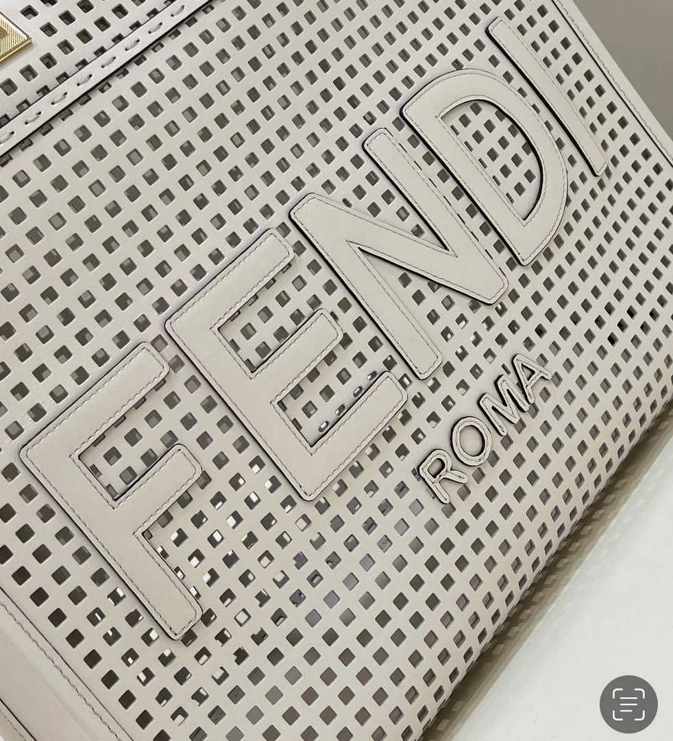Fendi 8BH386 Sunshine Medium 8575 Two-toned perforated leather shopper - Default Title - View 4
