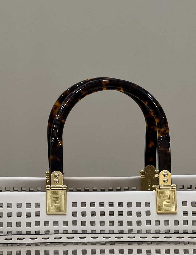 Fendi 8BH386 Sunshine Medium 8575 Two-toned perforated leather shopper