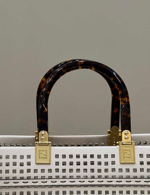 Fendi 8BH386 Sunshine Medium 8575 Two-toned perforated leather shopper - Default Title - View 9
