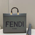 Fendi 8BH372 Sunshine Large Bag Gray leather shopper 8266L - Default Title - View 1