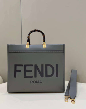 Fendi 8BH372 Sunshine Large Bag Gray leather shopper 8266L - Default Title - View 1