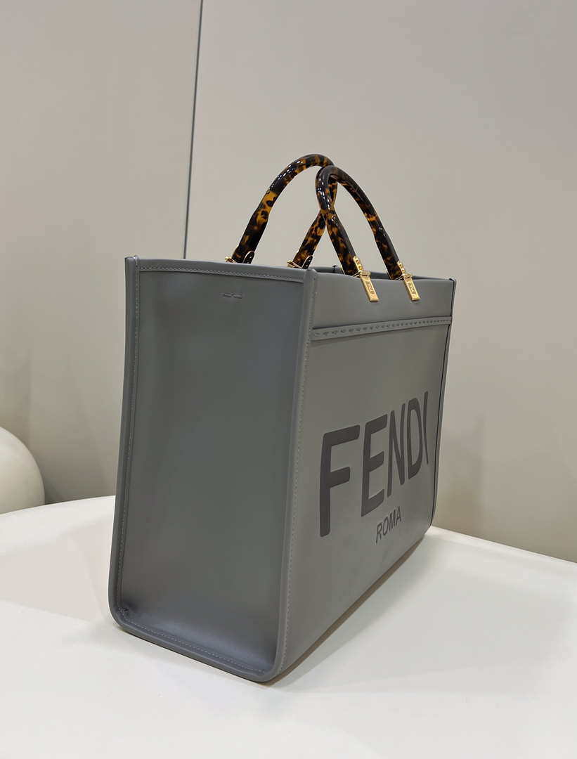 Fendi 8BH372 Sunshine Large Bag Gray leather shopper 8266L - Default Title - View 3