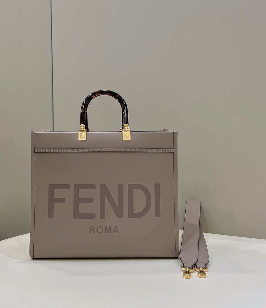 Fendi 8BH386 Sunshine Medium Bag Nude leather shopper 8266S