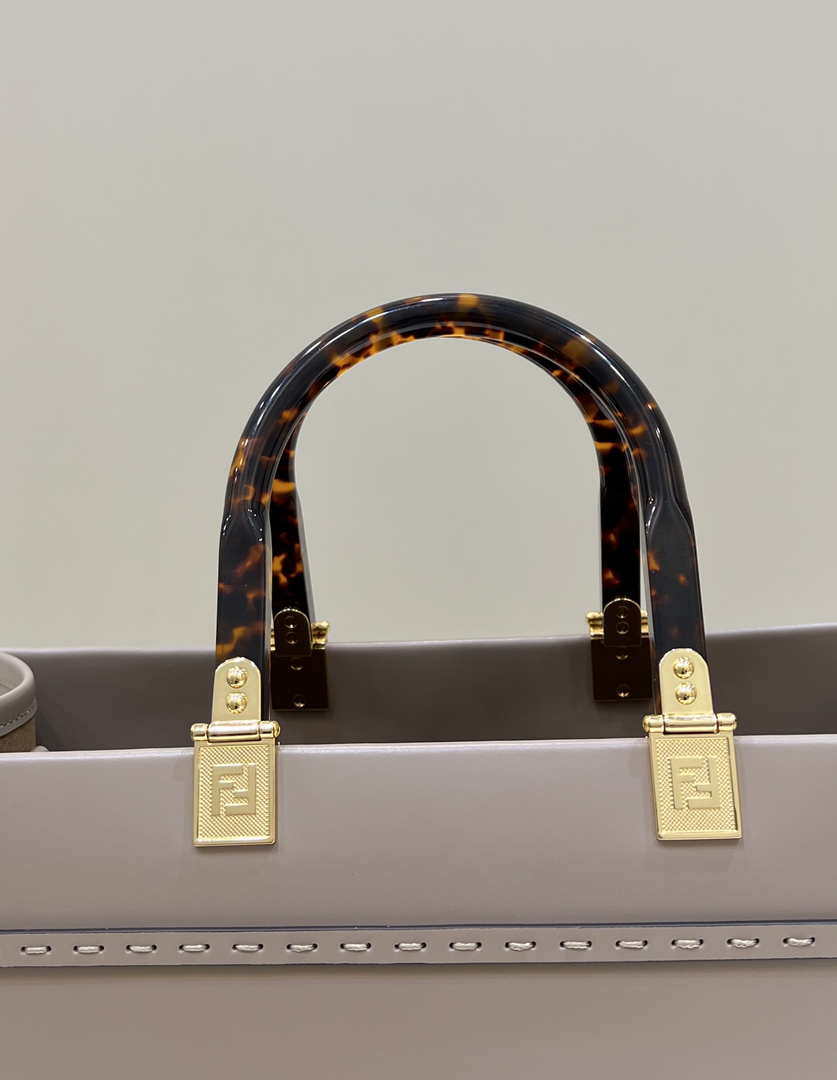 Fendi 8BH386 Sunshine Medium Bag Nude leather shopper 8266S - Default Title - View 5