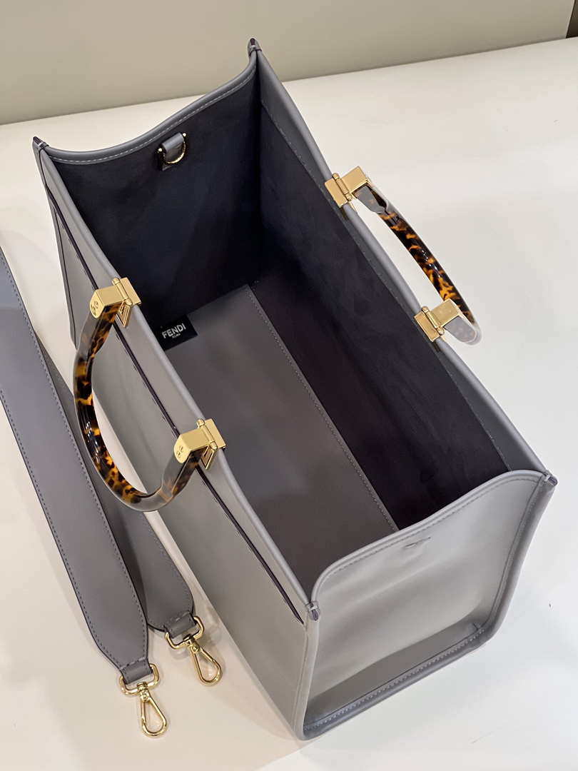 Fendi 8BH372 Sunshine Large Bag Gray leather shopper 8266L - Default Title - View 9