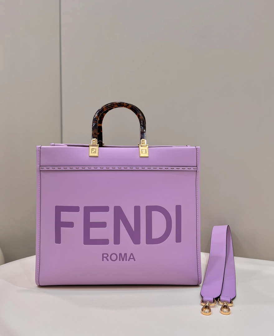 Fendi 8BH386 Sunshine Medium Bag Purple leather shopper 8266S - Default Title - View 1