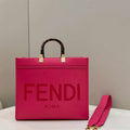 Fendi 8BH386 Sunshine Medium Bag Rose Red leather shopper 8266S - Default Title - View 1