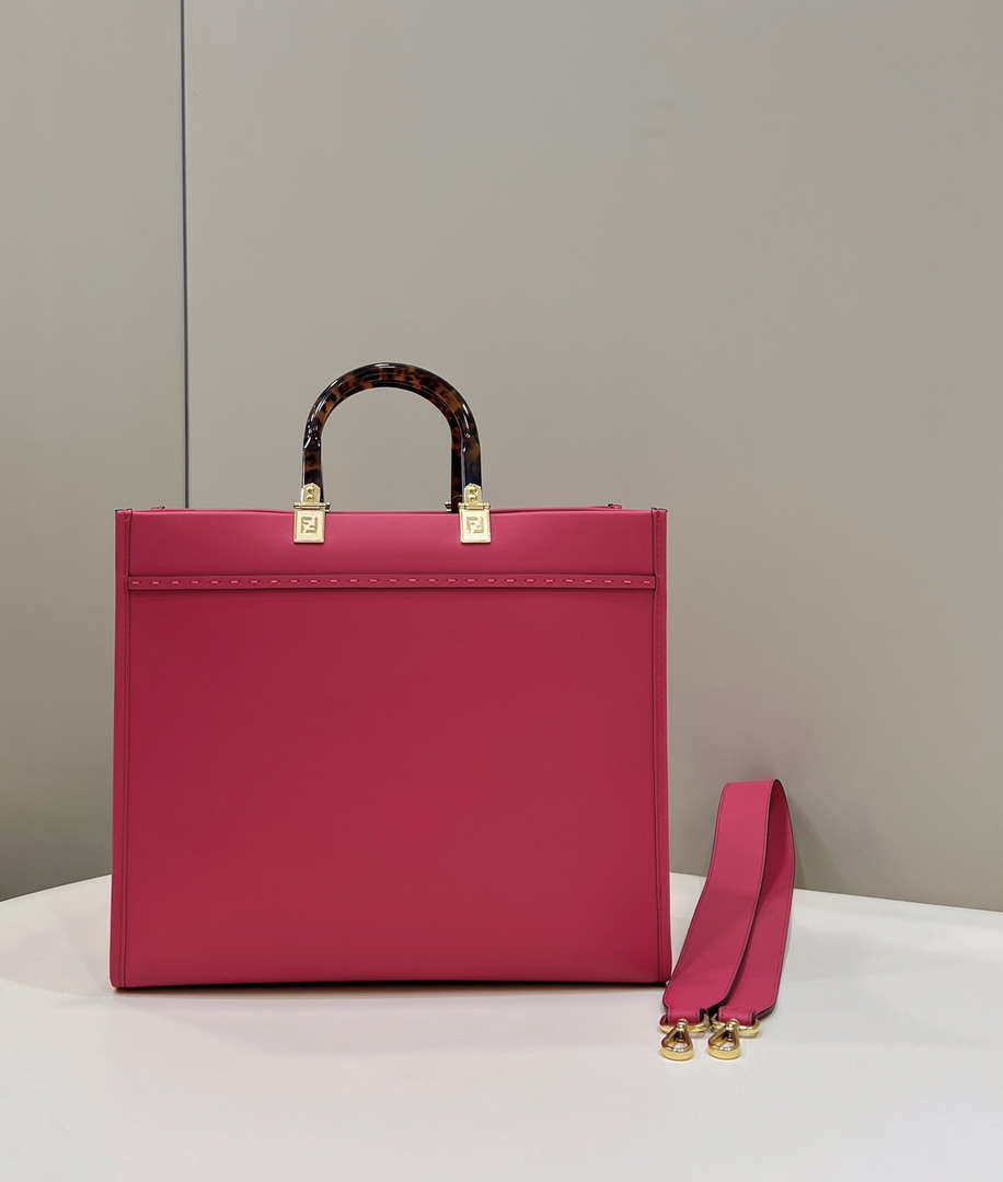 Fendi 8BH386 Sunshine Medium Bag Rose Red leather shopper 8266S
