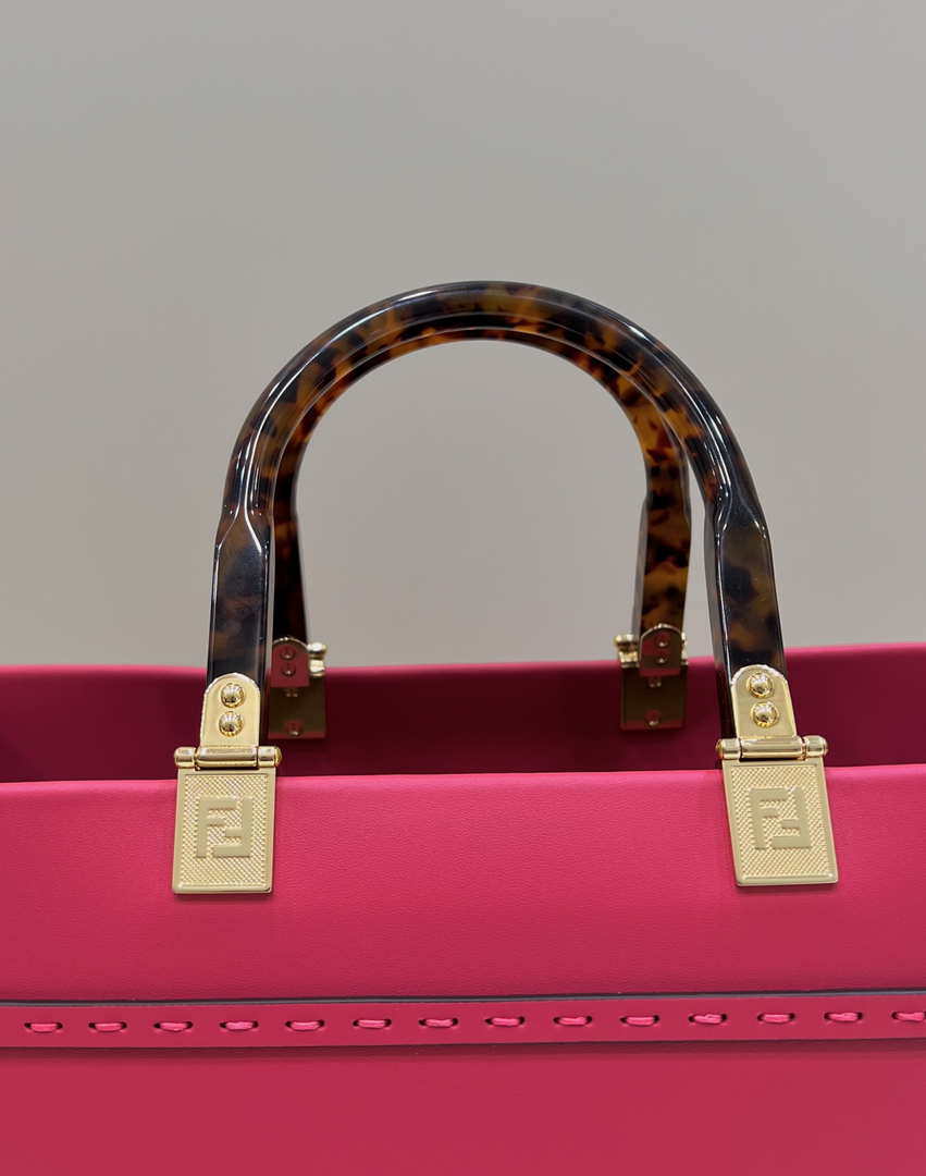 Fendi 8BH386 Sunshine Medium Bag Rose Red leather shopper 8266S