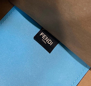 Fendi 8BH386 Sunshine Medium Blue leather shopper bag with contrasting threading 80015 - Default Title - View 7