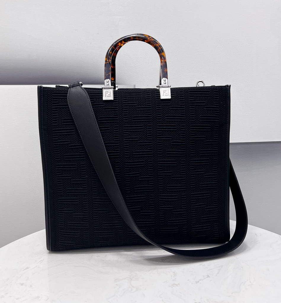 Fendi 8BH386 Sunshine Medium Fendi Tote Bag 8258 Black - Default Title - View 1