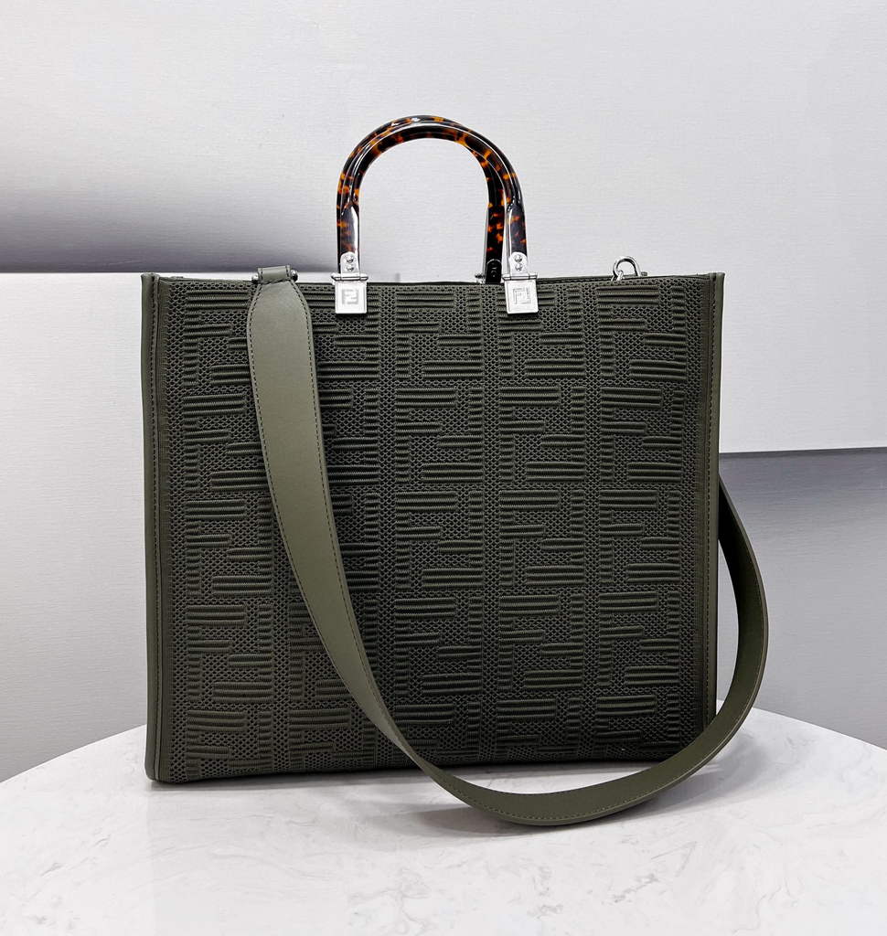 Fendi 8BH386 Sunshine Medium Fendi Tote Bag 8258 Green - Default Title - View 1